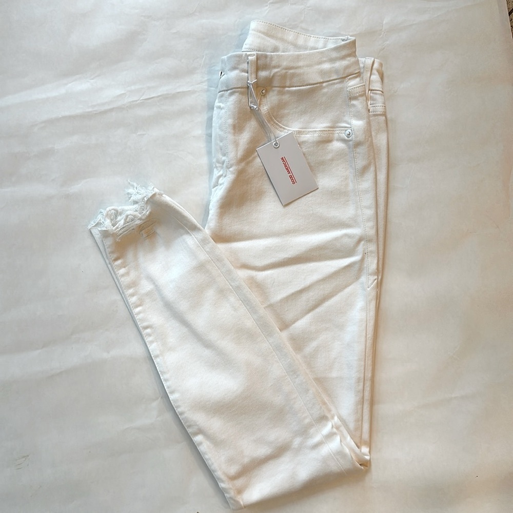 Good American Good Legs white distressed skinny denim, size 8/29